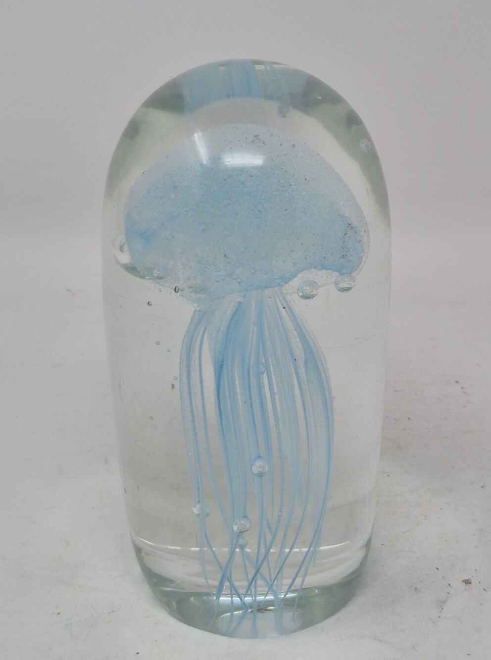 Art Glass Light Blue Jelly Fish Paperweight